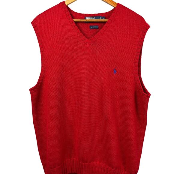 Vintage Polo Ralph Lauren Sweater Vest Mens Large 100% Cotton Holiday Heritage